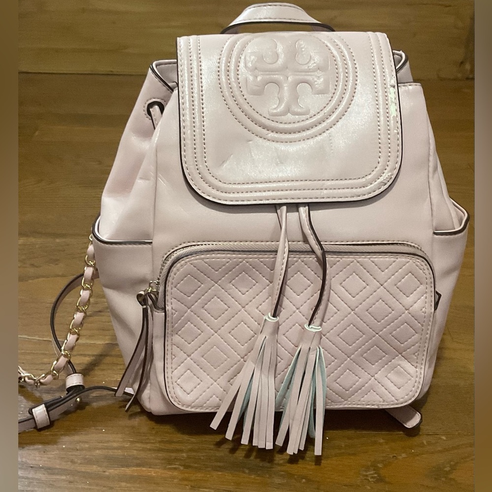 Tory Burch Leather Backpack. Pink. See Photo #4. Otherwise In Very Good Cond.